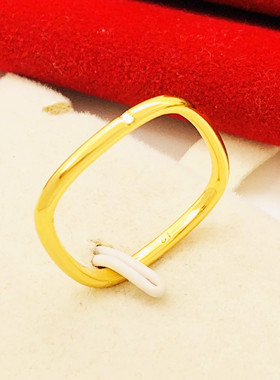 新潮抖音同款小红书细女沙金指环