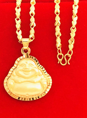 沙金吊坠项链男女大肚弥勒佛项坠