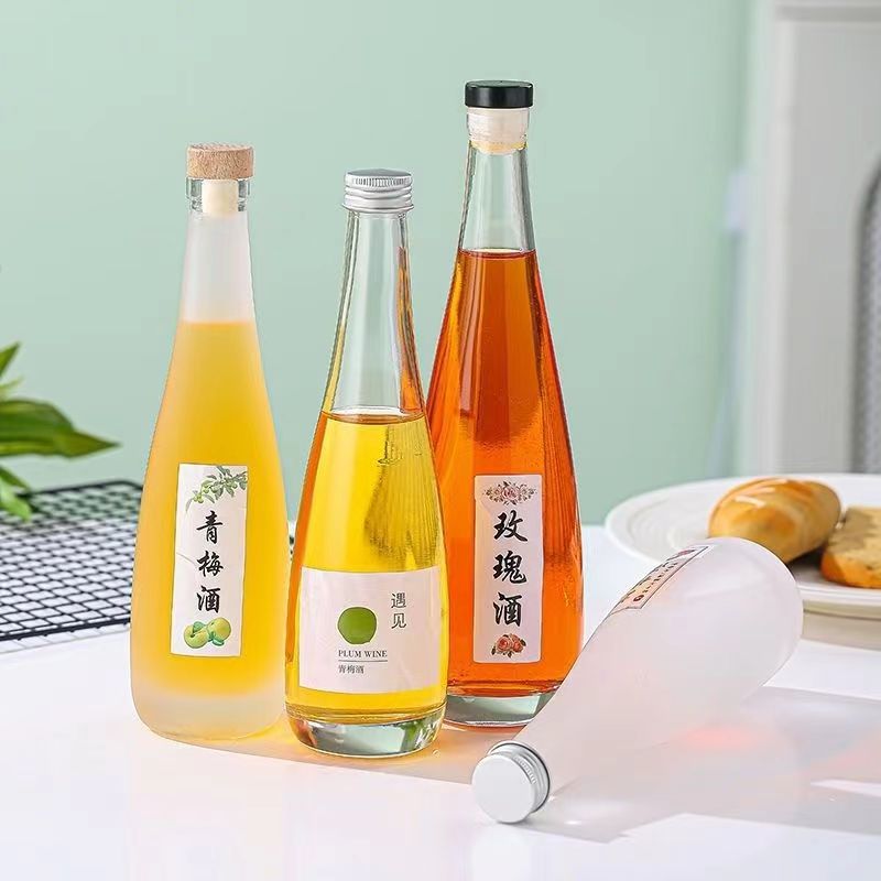 自酿玻璃果酒瓶一斤装米酒葡萄酒青梅酒瓶分装瓶磨砂透明密封空瓶 - 图1