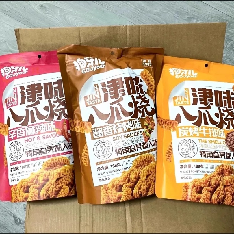 狗牙儿津味八爪烧麻辣牛排烧烤口味休闲零食膨化食品小吃188g - 图3