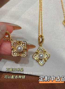 贝母布契珍珠项链女四叶草锁骨链