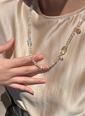 蜜蜂妈手作冰种白水晶项链手链