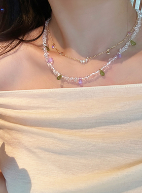 轻奢小众金色珐琅萤火虫项链