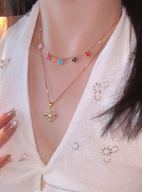 幸运四叶花锁骨链女高级感项链