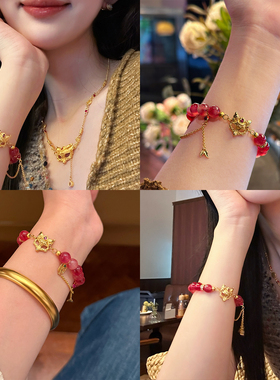 原创狐狸面具玉髓手链女秋冬手串