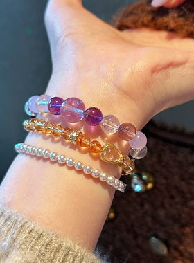 蜜蜂妈天然多宝紫水晶手链