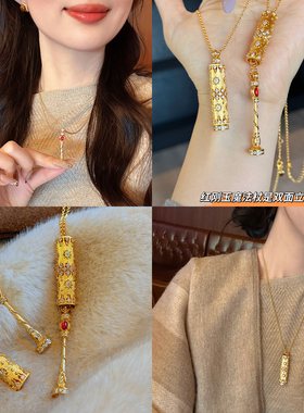 圣诞风魔法棒拉丝筒项链女毛衣链