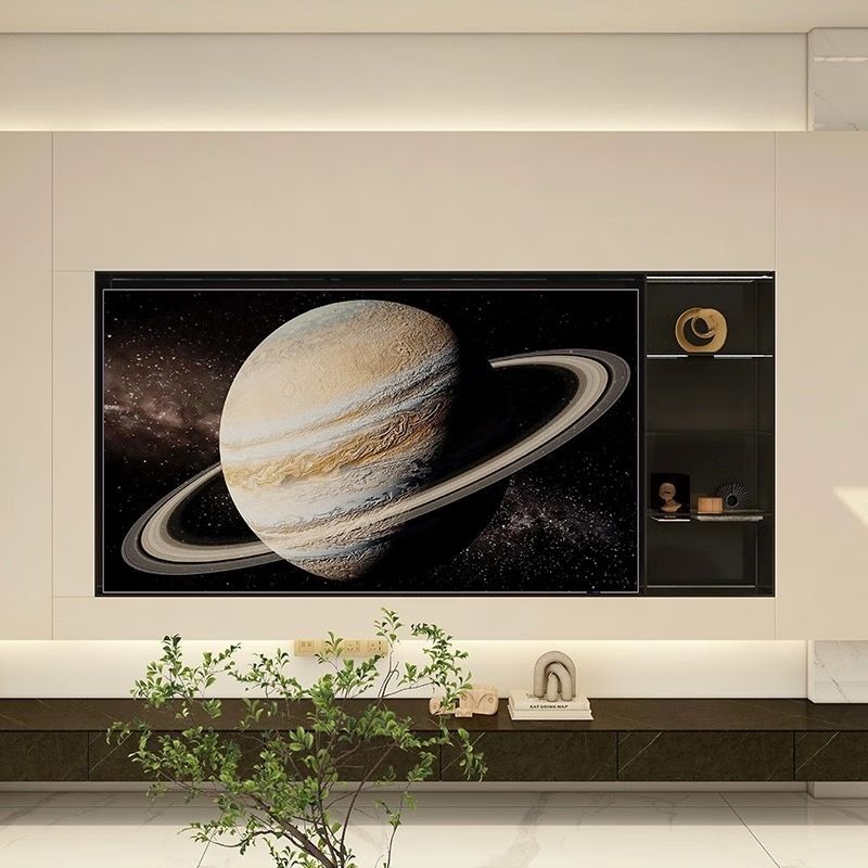 Stainless steel TV niche embedded 75/85/100/65 inch Internet celebrity custom background TV cabinet one-piece metal