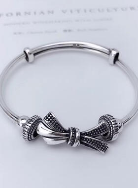 999纯银蝴蝶结手镯女简约百搭