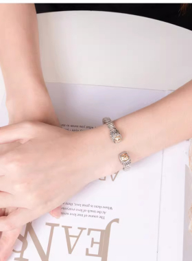 小方糖系列手工S925纯银鎏金手镯