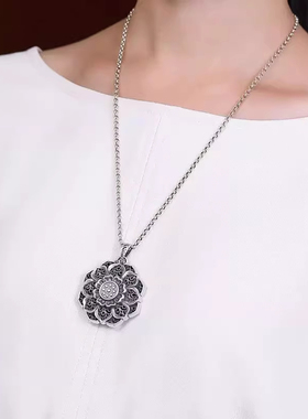 莲花金刚杵999足银复古吊坠文艺