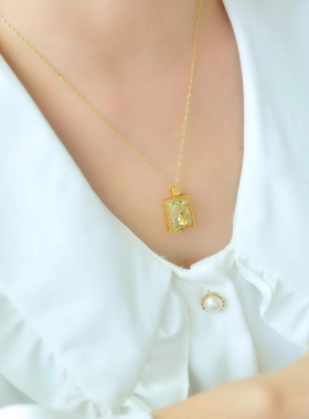 和田玉白玉鼓面方牌吊坠银镶玉石复古个性琳琅葫芦女项坠