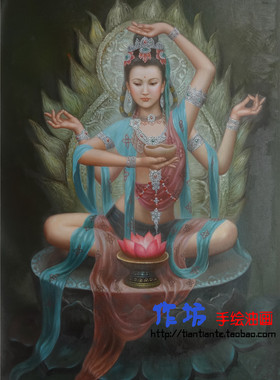 成品四臂观音玄关立体画手工定制