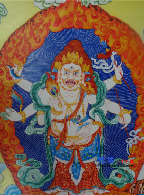 唐卡佛像文化六臂玛哈嘎拉手绘