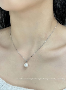 施家珍珠s925纯银锁骨链女简约