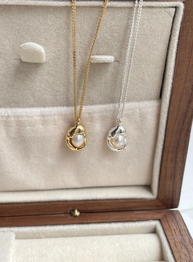 FreeSunday小银豆s925纯银淡水珍珠吊坠项链锁骨链豆荚高级感轻奢