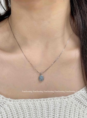 FreeSunday天然海蓝宝纯银蛇骨链