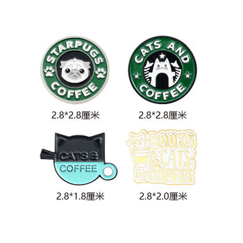 Letter brooch cute Japanese bestie students cartoon English CATS COFFEE bag badge jewelry Japanese and Korean