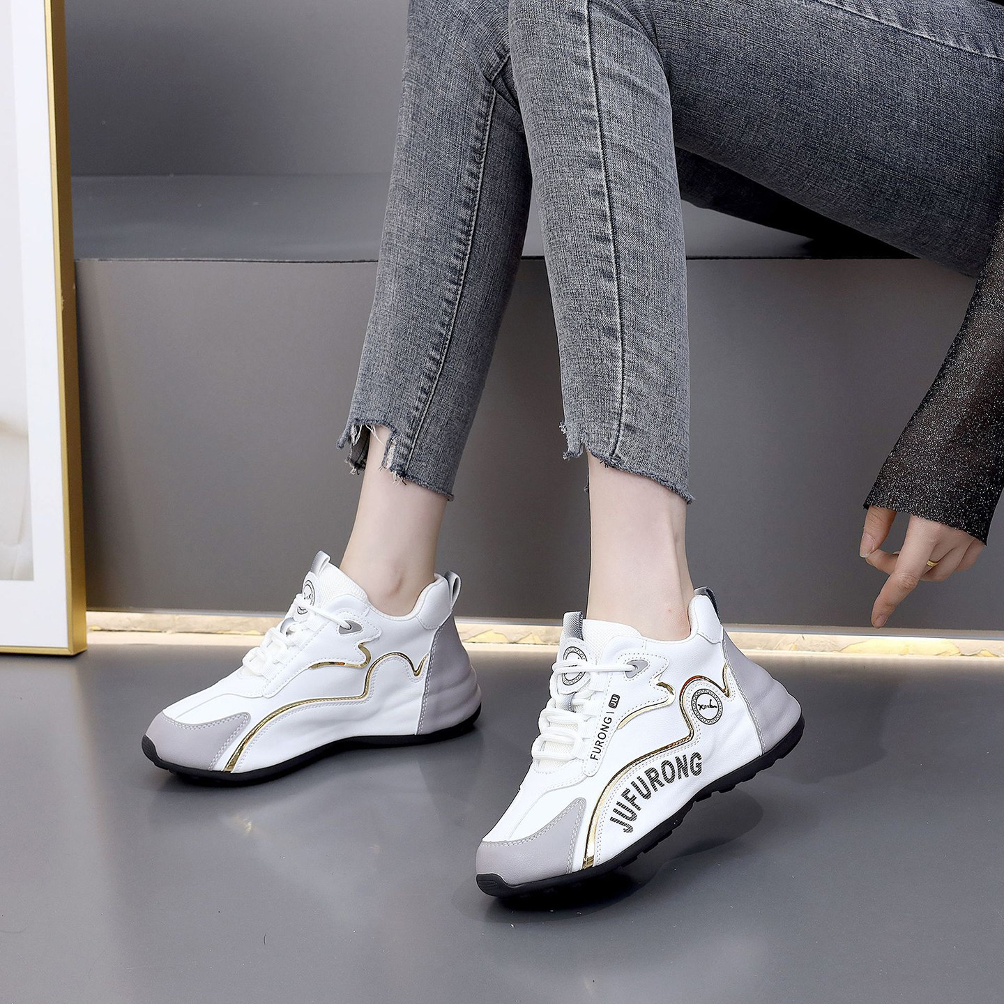 男女同款阿帕奇帕拉鞋2025秋冬季新款休闲运动鞋情侣款皮蓬老爹鞋 - 图0