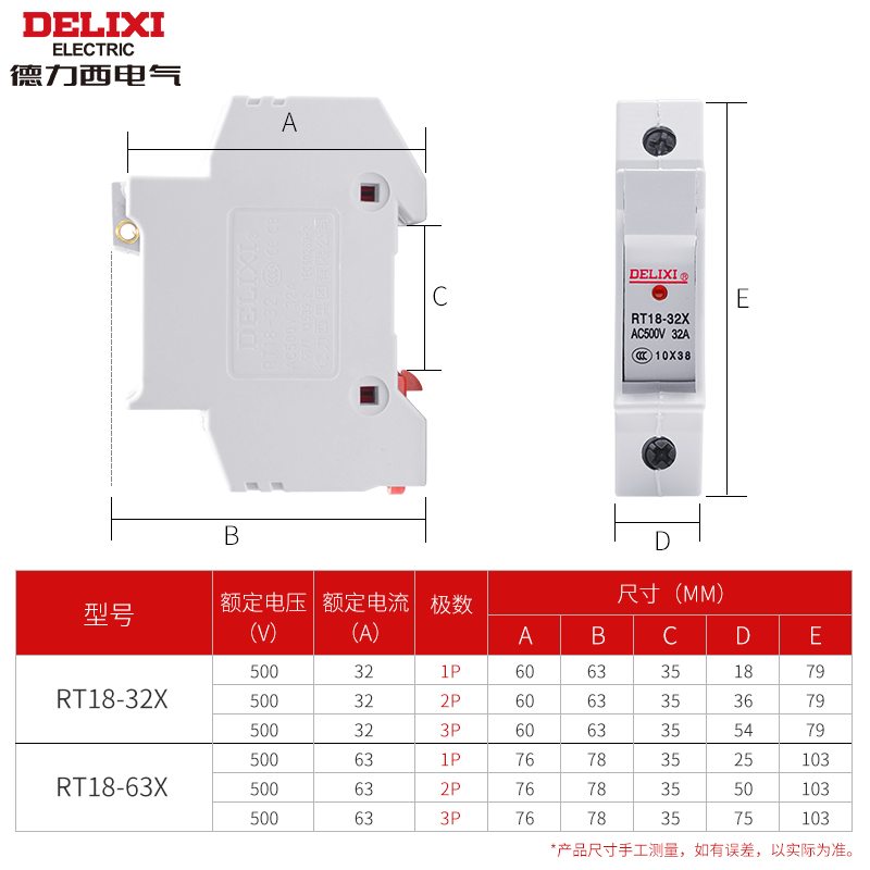 德力西熔断器熔芯 RT18-32熔断体4A6A16A插入式保险丝家用63A底座 - 图2