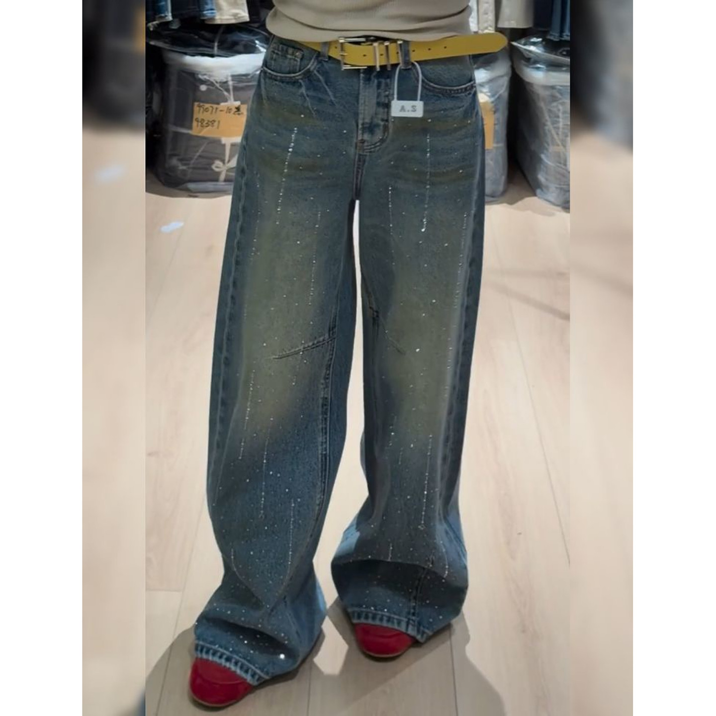 美式vibe复古小众设计感烫钻牛仔裤女2026新款辣妹宽松显瘦拖地裤,淘宝优惠券,粉丝福利购,淘宝优惠卷