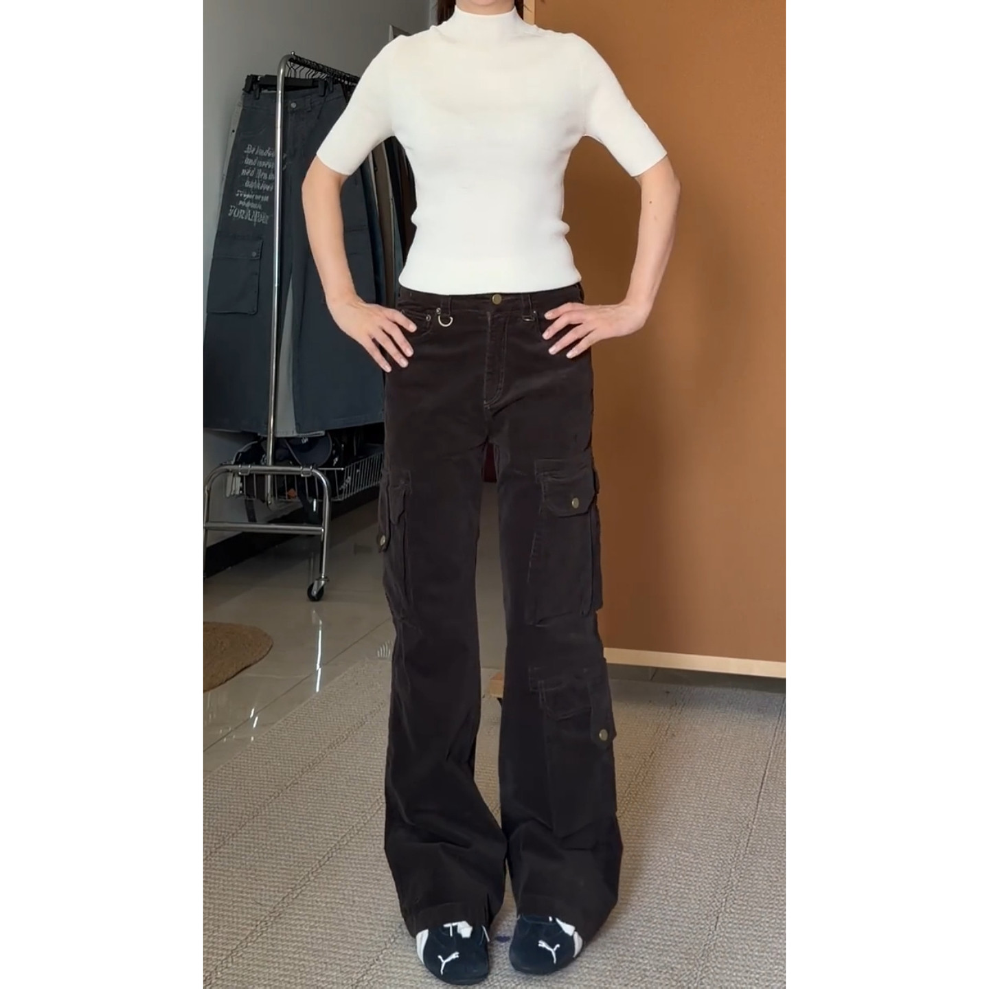 大码美式复古工装多口袋灯芯绒阔腿裤女高街宽松显瘦垂感休闲长裤,淘宝优惠券,粉丝福利购,淘宝优惠卷