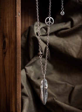 Metalize情侣镀银peace羽毛项链