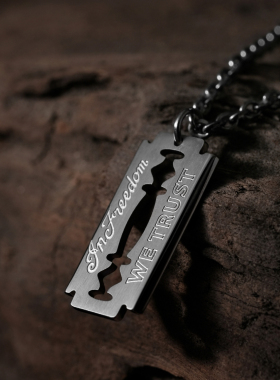 METALIZE小版刮胡刀片不锈钢项链