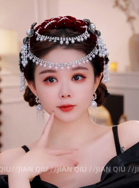 复古花朵流苏女王发箍