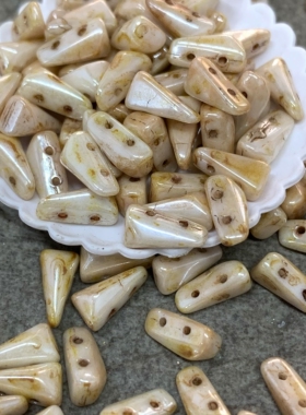 捷克双孔长三角珠9*5饰品DIY手工项链手链玻璃散珠 串珠流光