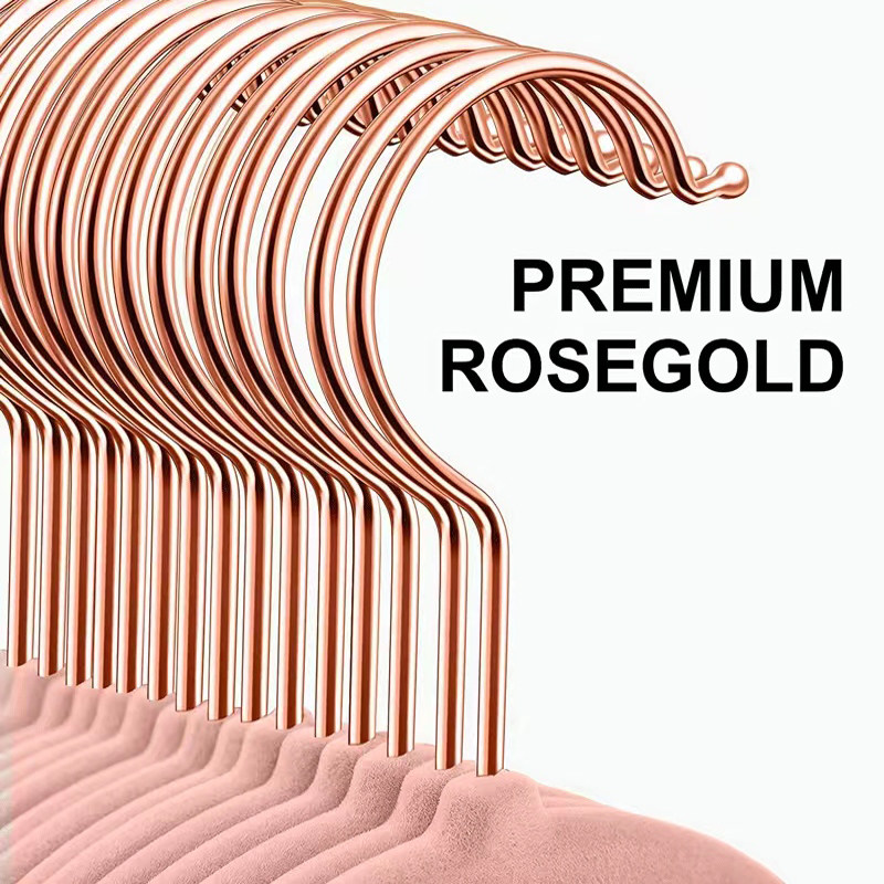 日式玫瑰金植绒衣架防滑无痕肤感衣挂加厚衣服架女士衣柜衣撑,淘宝优惠券,粉丝福利购,淘宝优惠卷