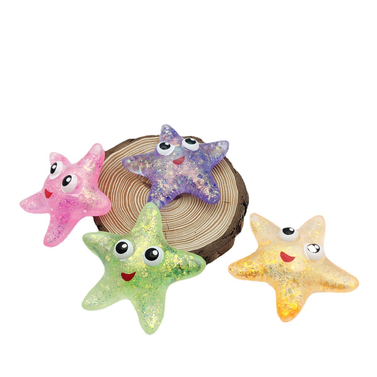 解压海星捏捏乐麦芽糖金粉大眼海星发泄儿童玩具创意海星麦牙糖球-图3