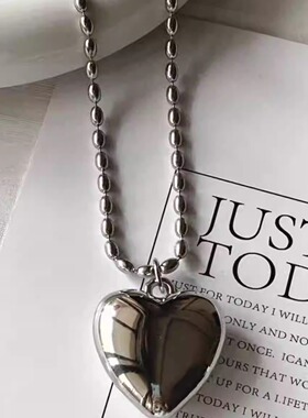 韩国东大门向日葵银色爱心项链女