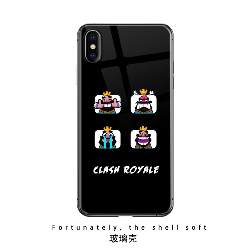 皇室战争手机壳玻璃适用于苹果iphone13磨砂华为保护套小米软壳