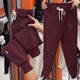 Hot style versatile Angora red nine-point plus fleece casual pants