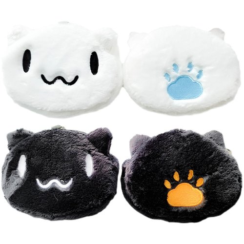 宅漫游maimai舞萌DX毛绒零钱包黑白猫猫硬币包收纳卡包钥匙挂件包 - 图3