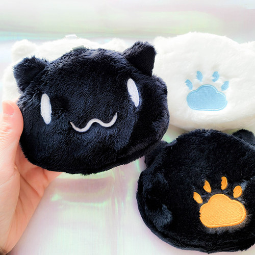 宅漫游maimai舞萌DX毛绒零钱包黑白猫猫硬币包收纳卡包钥匙挂件包 - 图1