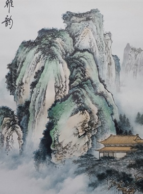 溪山雅韵 古松小桥流水人物 国画山水画 装饰画 卷轴挂画