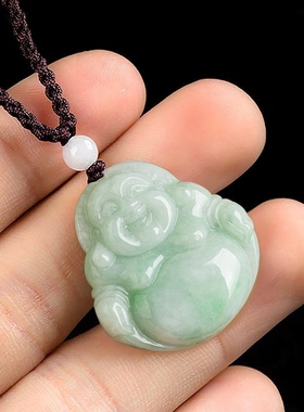 翡翠玉佛吊坠天然正品a货玉石佛公玉坠子弥勒佛笑大佛挂坠挂件