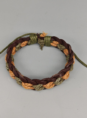 网红手工编织手链女小众设计学生简约冷淡风复古可调皮革彩绳手绳