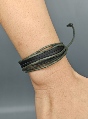 网红可调个性手工编织多层皮革手链简约百搭男女学生手饰手绳
