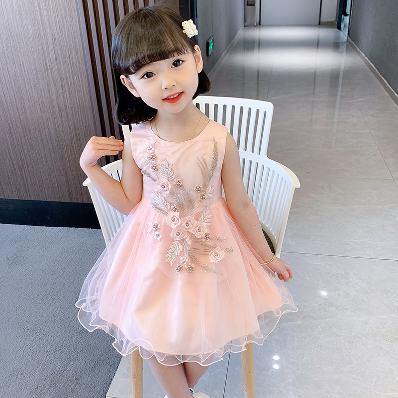 Girls summer dress 2025 new fashionable little girl vest princess skirt gauze skirt baby girl birthday dress