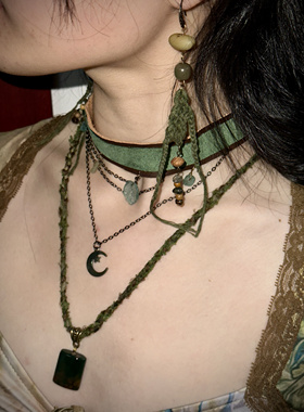 松绿｜原创手作复古小众个性废土混搭风嬉皮部落森系叠戴平价项链