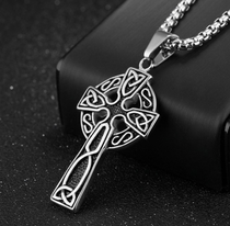 Cross-border Speed Sale Kert Cross Necklace Mens Personality Pendant Retro Bully Stainless Steel Chain