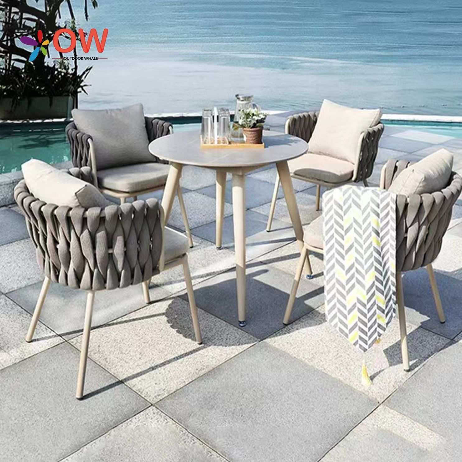 北欧户外桌椅庭院室外藤椅组合藤编休闲阳台酒店岩板铝合金餐桌椅,淘宝优惠券,粉丝福利购,淘宝优惠卷