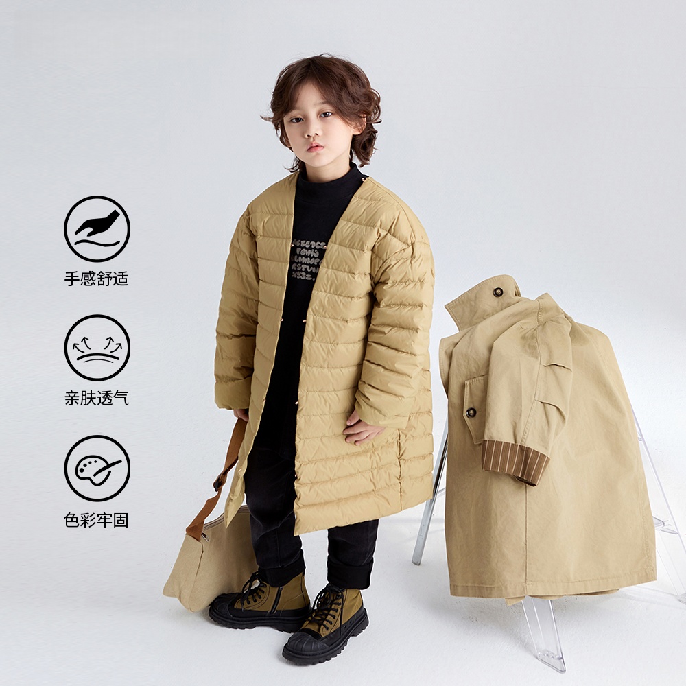 儿童冬装三合一冲锋衣羽绒棉服可拆卸中大童男女童棉袄风衣外套潮 - 图0