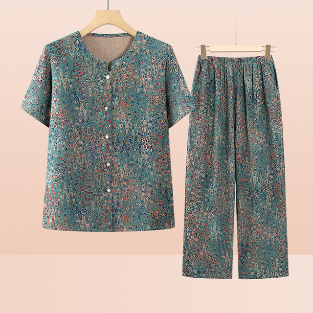 Mom summer clothes 2025 new style 60 and 70 middle-aged and elderly women short-sleeved t-shirt grandma fashionable shirt old lady suit