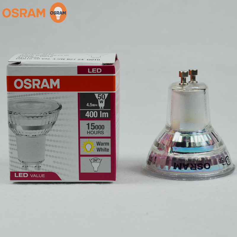 OSRAM欧司朗LED GU10灯杯4.5W替换卤素灯泡台灯射灯灯泡PAR16灯杯 - 图0