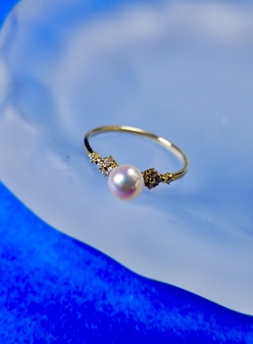 天然海水珍珠 Akoya天女花珠18K金镶钻石正圆无暇强光小灯泡款珍