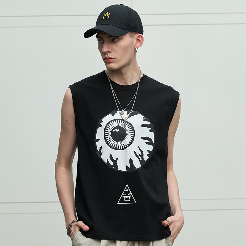 MISHKA大眼球张艺兴赵品霖同款美式运动背心无袖男士圆领显瘦速干 大眼球美实拍商品图